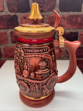 1990 AVON Brazil Handcrafted Tribute To Firefighters Stein Engine II, 9” Height